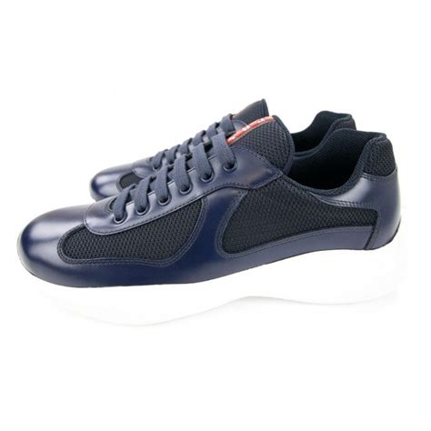 navy prada trainers|prada leather sneakers.